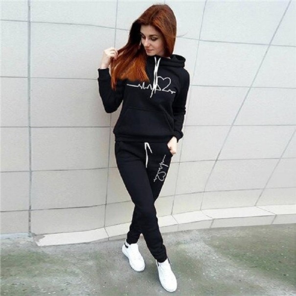 Hoodie und Jogginghose für Damen schwarz S