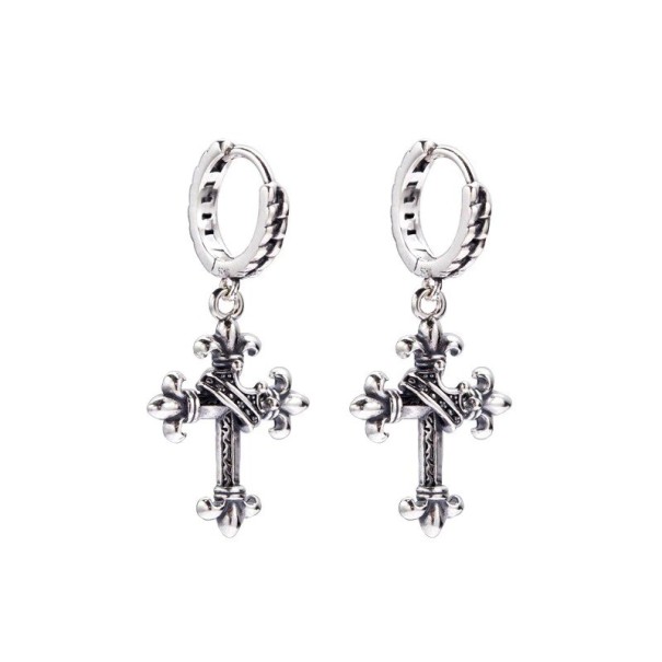Hoop Earrings with Cross G1383 1