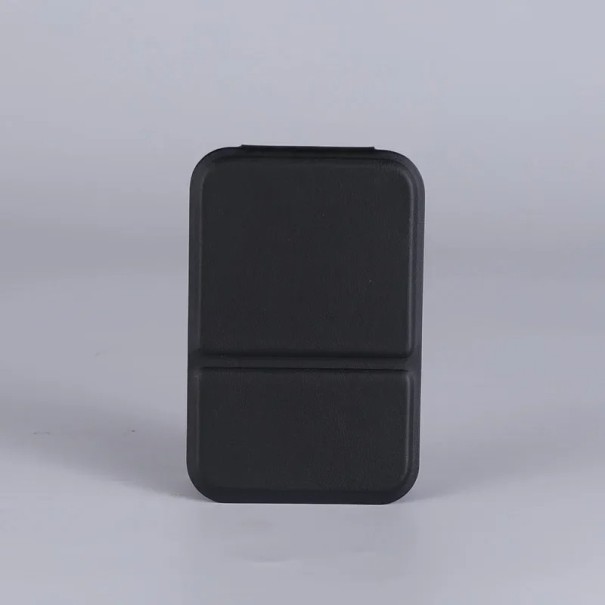 Hopfällbar sminkspegel 10,8 × 7 cm PU-läder kompakt sminkspegel bordsspegel liten bärbar resespegel färgglad spegel svart