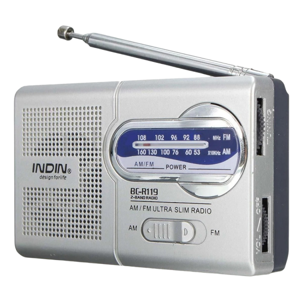 Hordozható AM/FM rádió zsebrádió fejhallgató-csatlakozóval Kompakt rádió 10,5 x 6,6 x 2,7 cm 1