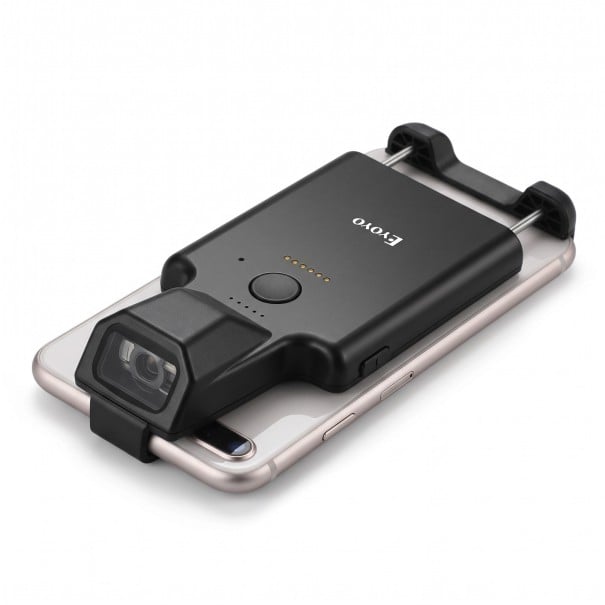 Hordozható Bluetooth vonalkódolvasó 1D/2D és QR telefonszorítóval, 1050 mAh akkumulátorral, BLE/SPP/HID, fekete, raktárhoz és leltárhoz 1