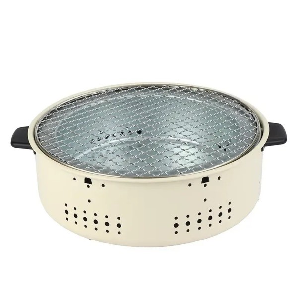 Hordozható faszenes grill Rozsdamentes acél Összecsukható kemping BBQ grill Kültéri asztali grill a kertbe kempingezéshez piknik Bézs 1