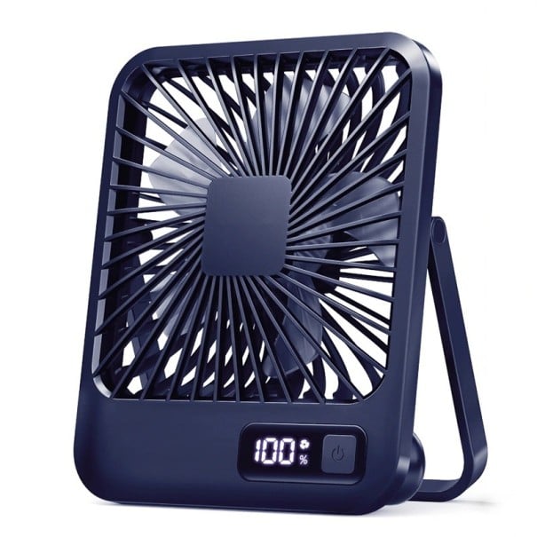 Hordozható, összecsukható USB ventilátor 16,5 × 13,5 cm Összecsukható asztali ventilátor kijelzővel és 5 sebességfokozattal Ultra csendes kék