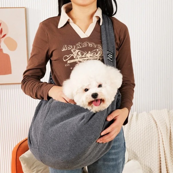 Hordozható táska kutyáknak vállra 75 x 65 cm Kényelmes táska sétáltatáshoz és utazáshoz Háziállatok számára 7,5 kg-ig Külső zseb Állítható pánt szürke