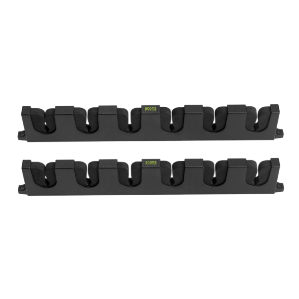 Horizontale houder voor 6 vissershengels wandsteun ca. 37,1 × 5,8 cm plastic zwart organizer voor hengels voor de werkplaats of garage 1