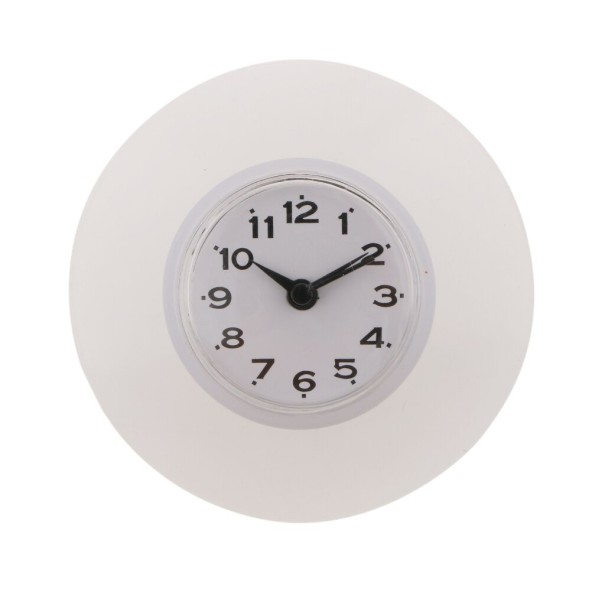 Horloge avec ventouse pour salle de bain blanc