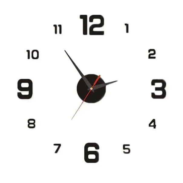 Horloge murale autocollante 3D en acrylique Design moderne Variantes lumineuses et colorées Sans cadre Mécanisme silencieux Convient au salon noir