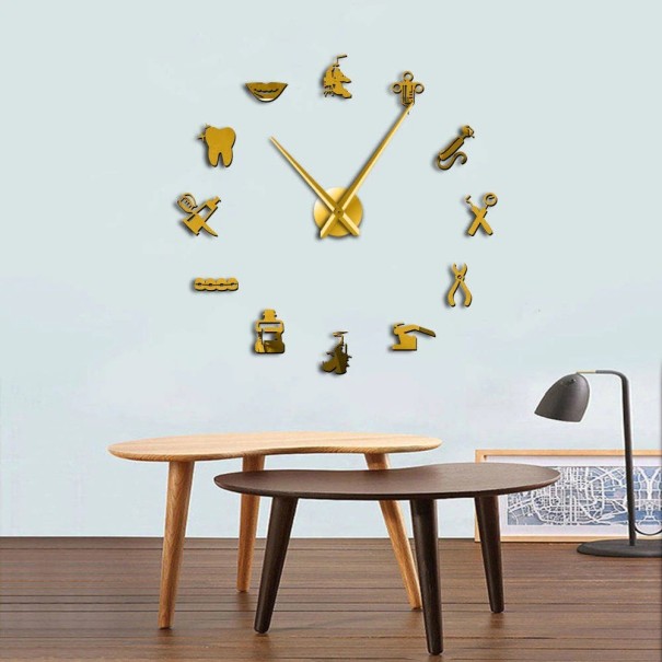 Horloge murale autocollante G1704 doré 119 cm