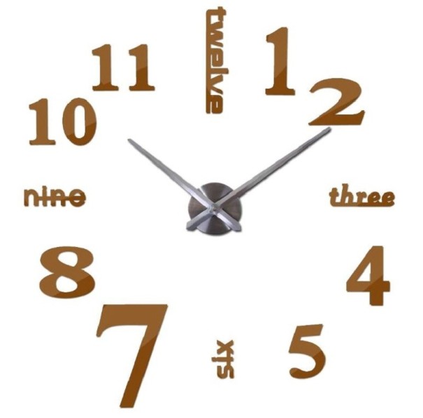 Horloge murale autocollante G1705 marron 68,5 cm