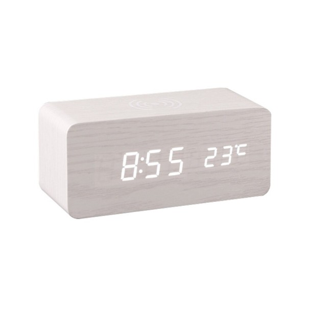 Horloge numérique avec chargeur sans fil ivoire