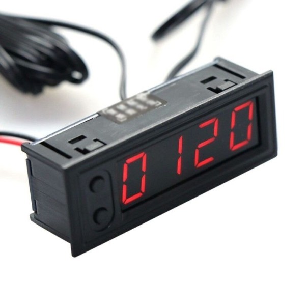 Horloge numérique avec thermomètre pour voiture rouge