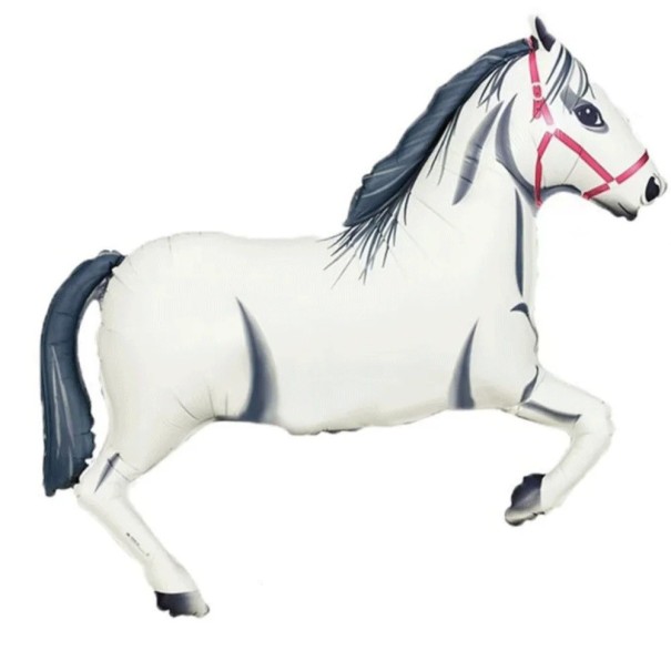 Horse Shaped Foil Balloon 103 × 75 cm Decorative Party Balloon with Horse Motif for Children's Birthday Decorations white