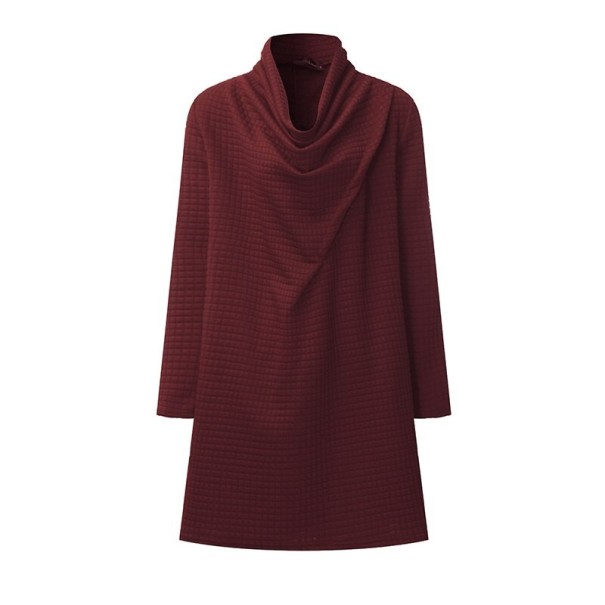 Höstklänning med turtleneck mörkröd S
