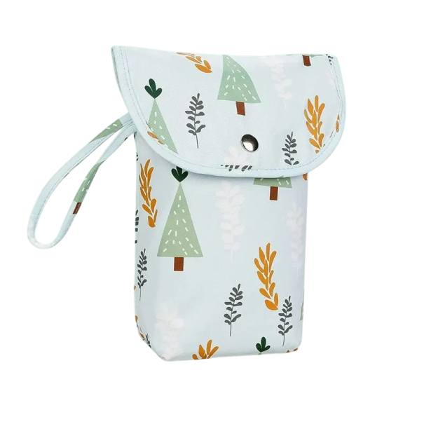 Hőszigetelt pelenkázótáska 11 x 7,5 x 21,5 cm Termotáska hurokkal és patenttal Vízálló táska anyukáknak erdei motívummal 1