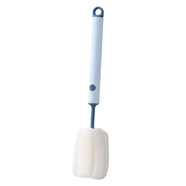 Houbový kartáč na mytí hrnků a lahví 27 cm Dlouhá rukojeť 8 x 5 cm Houba PP Materiál Kartáč na sklenice termosky kojenecké láhve modrá