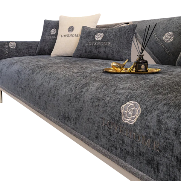 Housse de canapé antidérapante en chenille 70 x 70 cm protection pour canapé et fauteuil dans le salon contre l'usure et la saleté noir