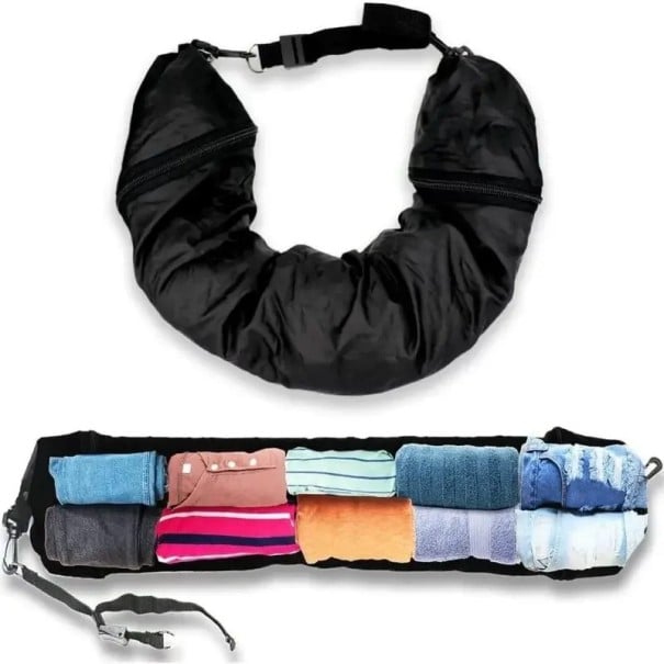 Housse de cou de voyage pour vêtements 78 x 18 cm, oreiller de cou rechargeable avec poche pour vêtements, oreiller de voyage pour avion, train 1