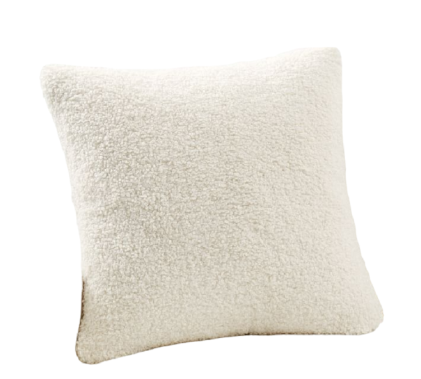 Housse de coussin en peluche 50 x 50 cm blanc