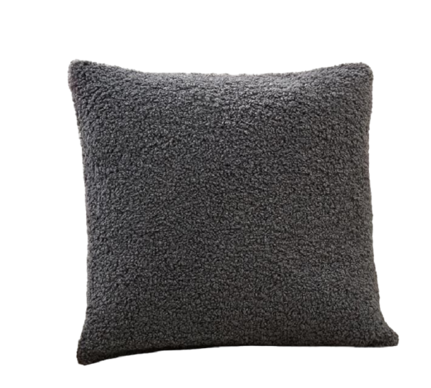 Housse de coussin en peluche 50 x 50 cm gris foncé