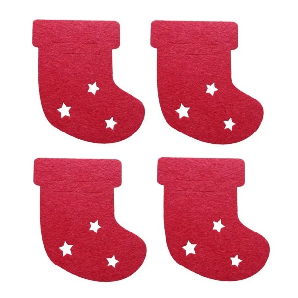 Housse de Noël pour couverts - chaussette 4 pcs rouge