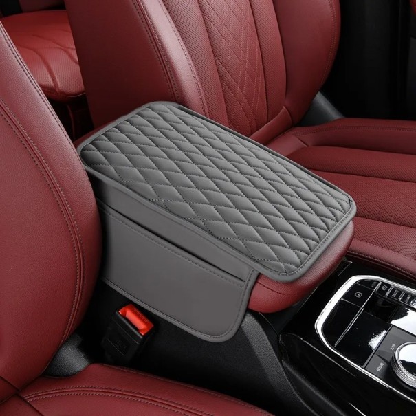Housse de protection grise pour accoudoir 44 x 30,8 x 20 cm Coussin avec poche Espace de rangement pour accoudoir Protecteur universel pour voiture 1