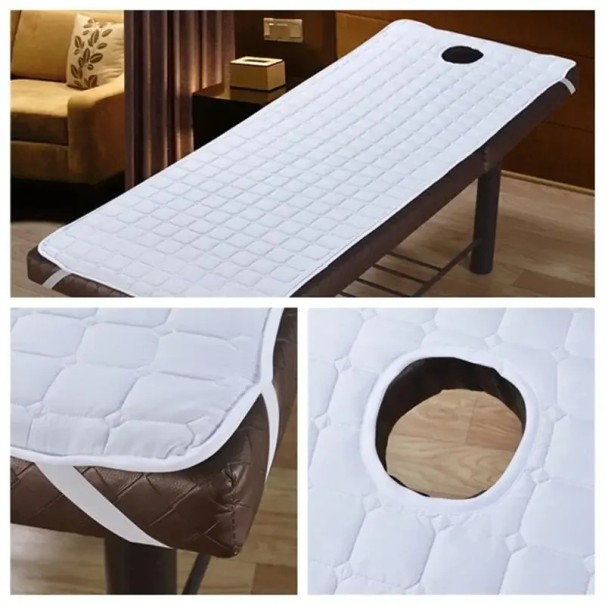 Housse de protection pour fauteuil de massage 185x70cm avec ouverture pour le visage Housse élastique hygiénique SPA Cosmétique Bien-être blanc