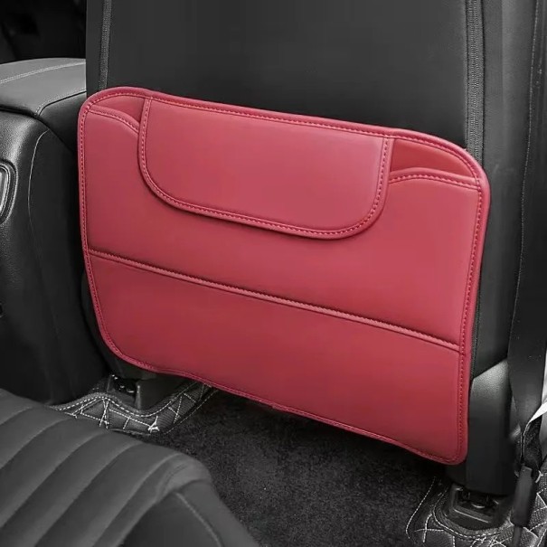 Housse de protection pour l'arrière de siège auto universelle en cuir PU imperméable, protège contre les éclaboussures et la saleté avec poche 1
