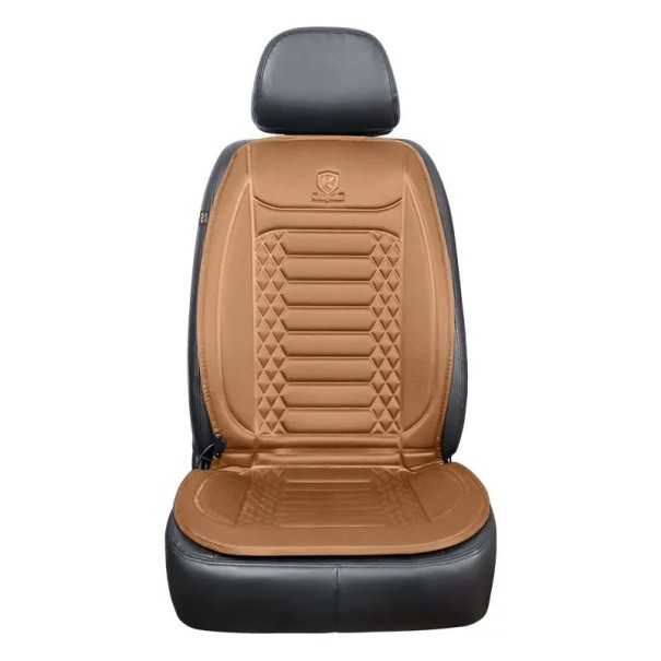 Housse de siège auto chauffante Chauffage de siège auto Tapis chauffant pour voiture 12 - 24V marron clair
