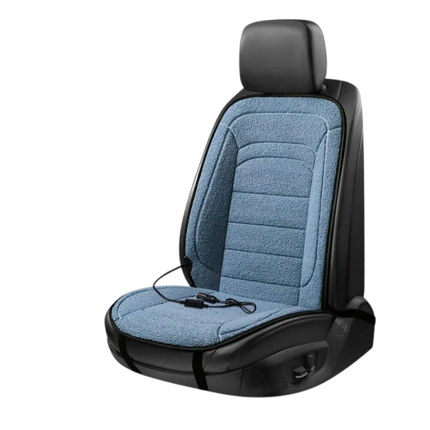 Housse de siège chauffante avec appui-tête Tapis chauffant protecteur pour siège Housse électrique pour voiture avec régulation de température 12V Voyage d'hiver confortable bleu