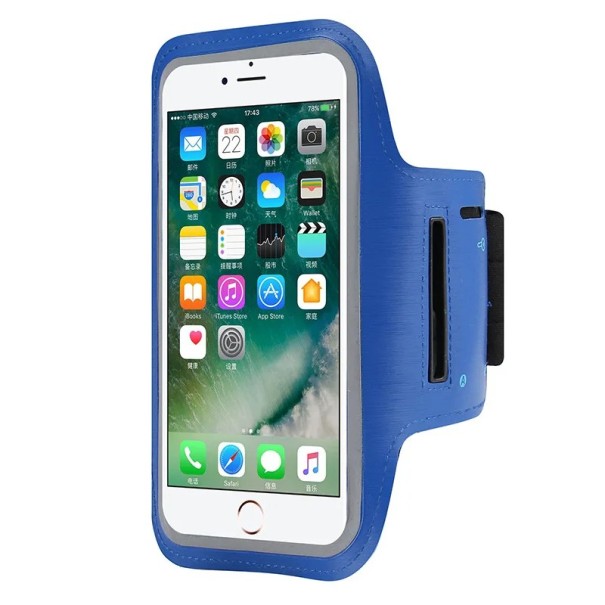 Housse de sport universelle pour téléphone mobile avec bande flexible pour course fitness salle de sport protection légère à porter bleu