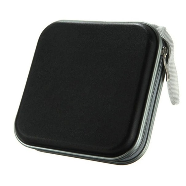 Housse portable pour 40 CD et DVD Boîte de rangement à zip Organisateur carré de disques Support de disques Rangement domestique de CD Portefeuille de disques Archivage noir