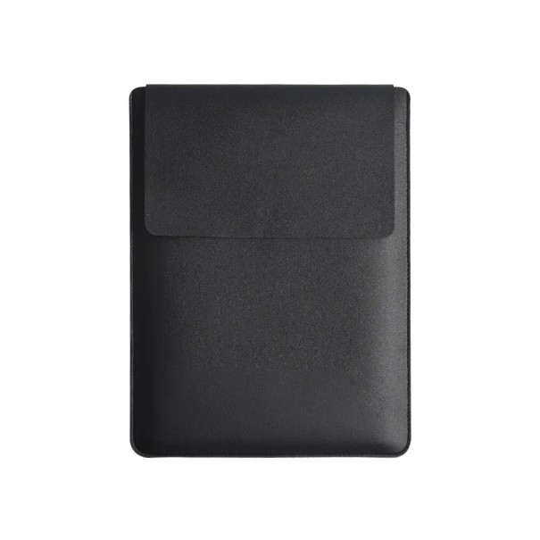 Housse pour ordinateur portable 16" avec fonction de tapis de souris 37 x 28 cm en simili cuir et doublure en peluche douce pour le bureau noir