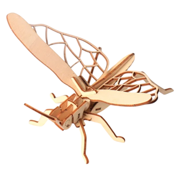 Houten 3D-puzzel sprinkhaan DIY-diermodel met de hand gemonteerd natuurlijk bouwpakket Decoratiecadeau voor kinderen, tieners en volwassenen 1