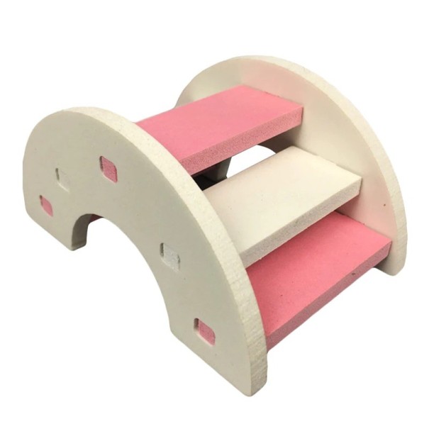 Houten brug voor knaagdieren roze 1