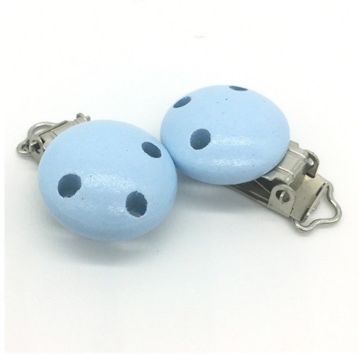 Houten fopspeenclip J3143 blauw