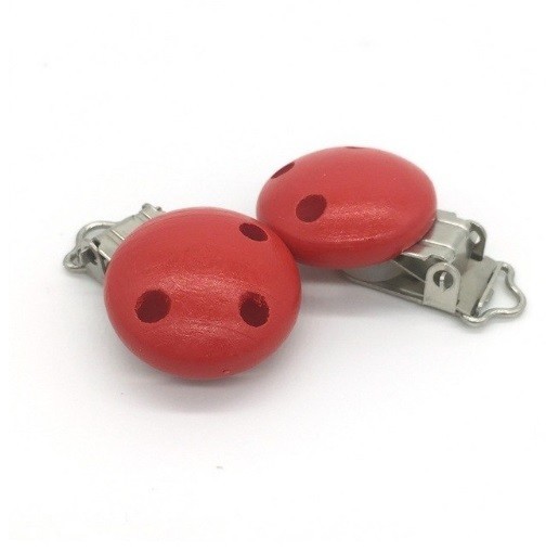 Houten fopspeenclip J3143 rood