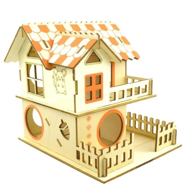 Houten huis voor knaagdieren C854 oranje
