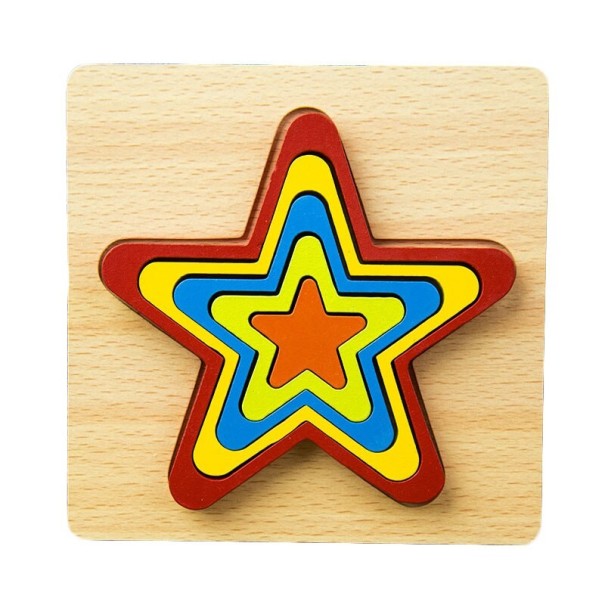 Houten inzetpuzzel geometrische vormen 10