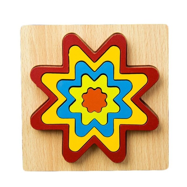 Houten inzetpuzzel geometrische vormen 6