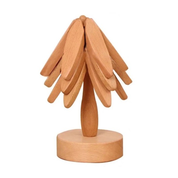 Houten isolerende onderzetter 10x10x22,5 cm kerstboom standaard decoratieve hittebestendige onderzetter onder glas tegen verbranding bloempot lichtbruin