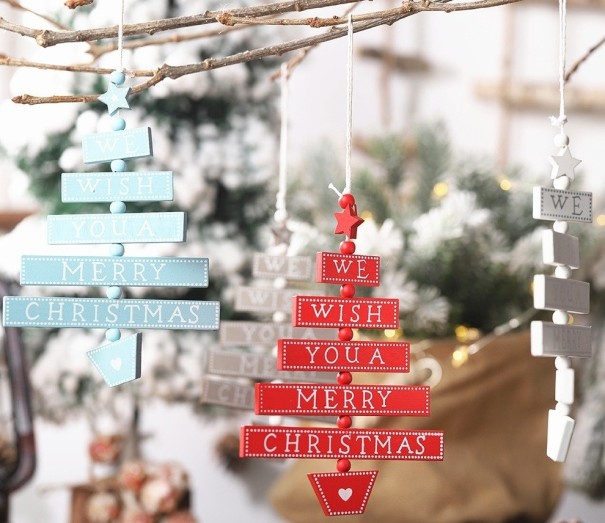 Houten kerstboomversiering