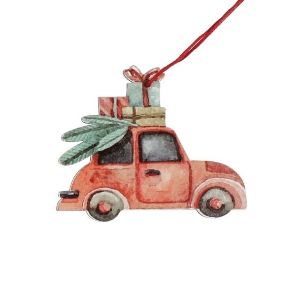 Houten kerstdecoratie auto 3 st. 1