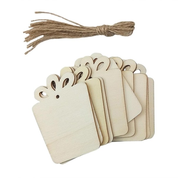 Houten kerstnaambordjes 10 stuks