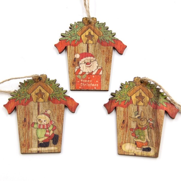 Houten kerstversiering 3 stuks 13