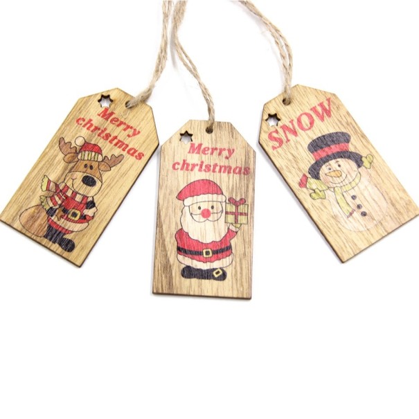 Houten kerstversiering 3 stuks 9