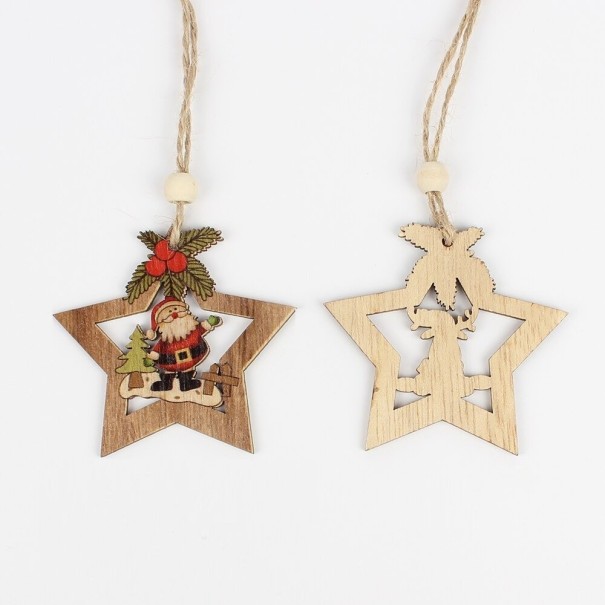 Houten kerstversiering 4 stuks