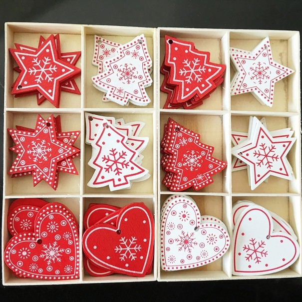 Houten kerstversieringen 10 stuks C585