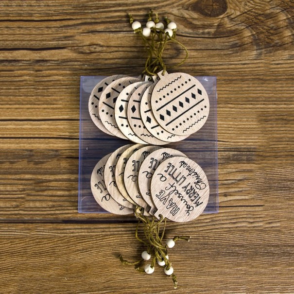 Houten kerstversieringen 12 stuks 6