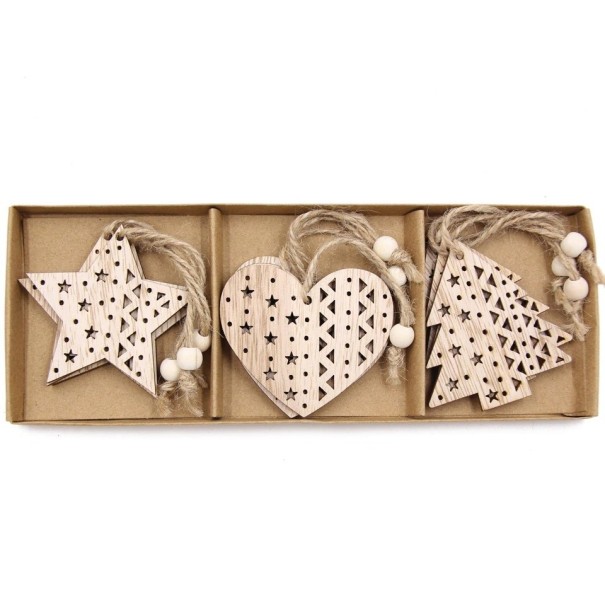 Houten kerstversieringen 12 stuks C591 10