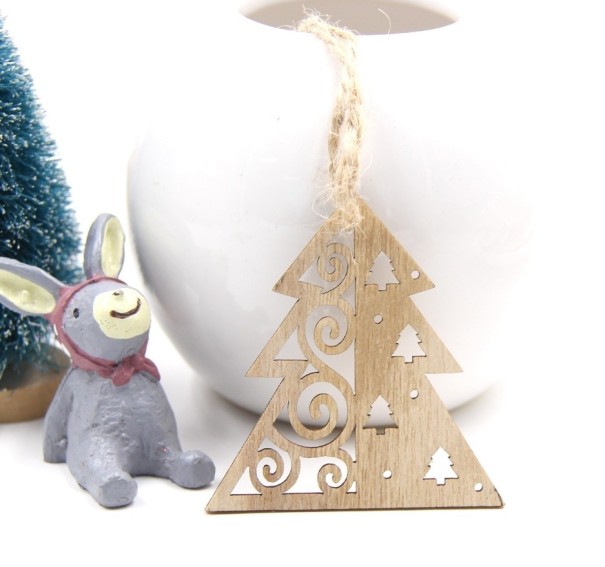 Houten kerstversieringen 3 stuks 2